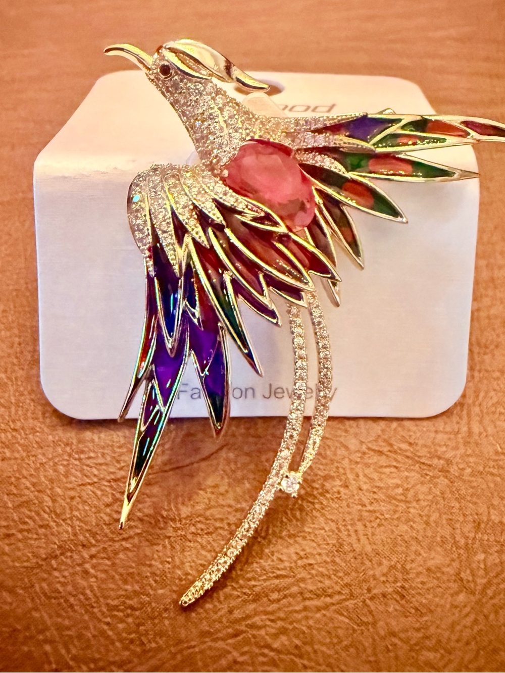 Austrian crystal bird brooch